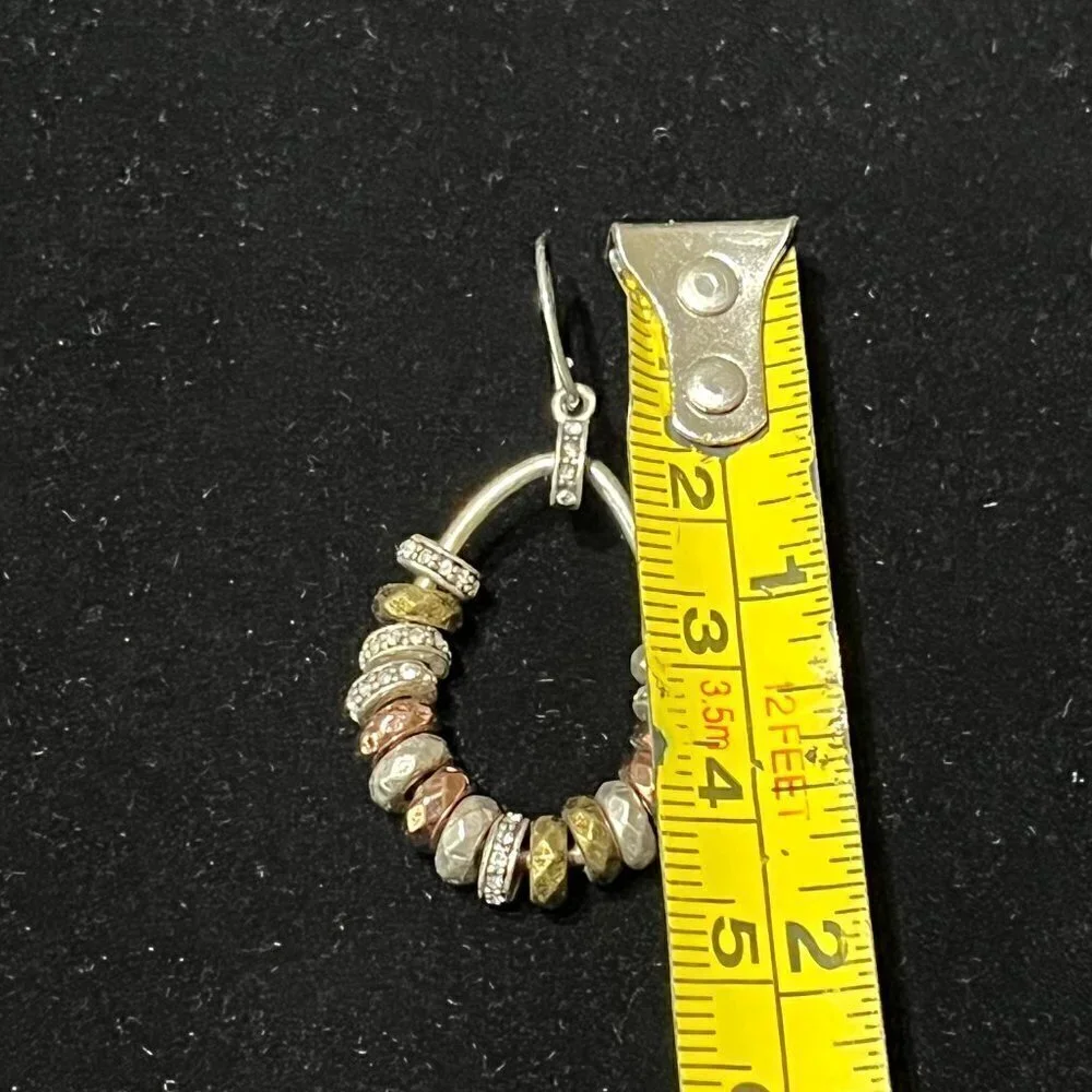 Leather, Brass, Copper, Silver and Rhinestone Bangle Bracelets X2 with Earings